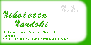 nikoletta mandoki business card
